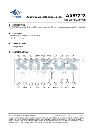 AA87223 datasheet - CCD VERTICAL DRIVER