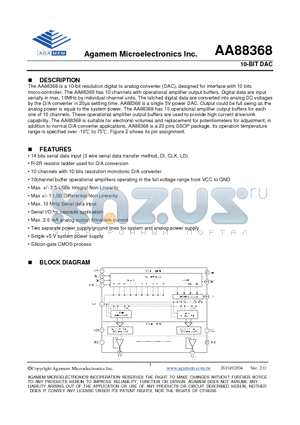 AA88368 datasheet - 10-BIT DAC