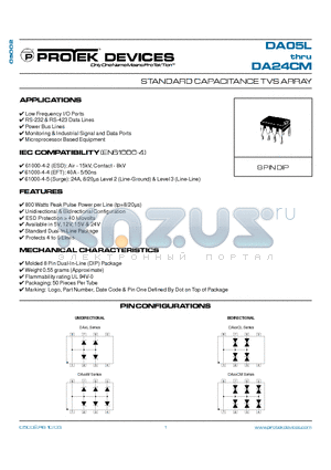 DA15L datasheet - STANDARD CAPACITANCE TVS ARRAY