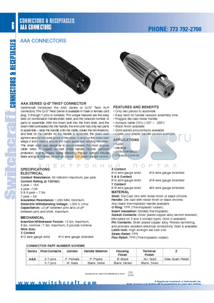 AAA3FAUZ datasheet - CONNECTORS & RECEPTACLES AAA CONNECTORS