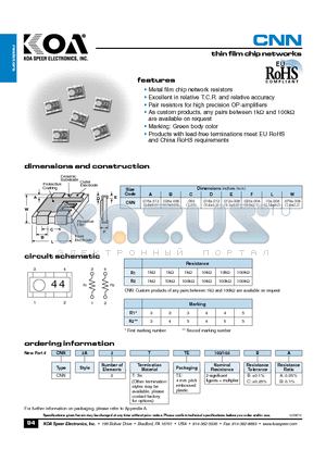 CNN2A2TTE103CA datasheet - thin film chip networks