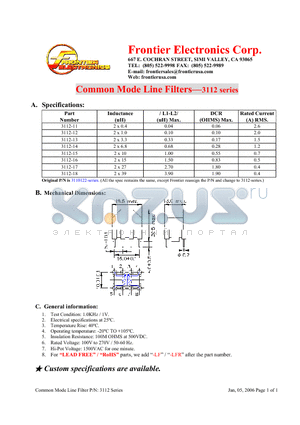 3112-12 datasheet - Common Mode Line Filters