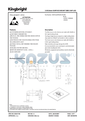 AAAF3528PBGSEJVGAW datasheet - 3.5X2.8mm SURFACE MOUNT SMD CHIP LED