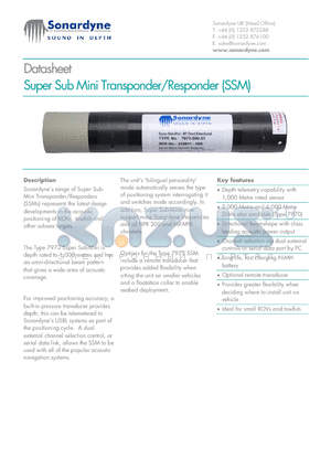 7973 datasheet - Super Sub Mini Transponder/Responder (SSM)