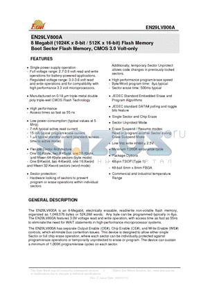 EN29LV800AB-55RTIP datasheet - 8 Megabit (1024K x 8-bit / 512K x 16-bit) Flash Memory Boot Sector Flash Memory, CMOS 3.0 Volt-only