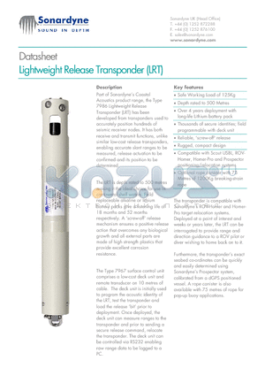 7986 datasheet - Lightweight Release Transponder (LRT)