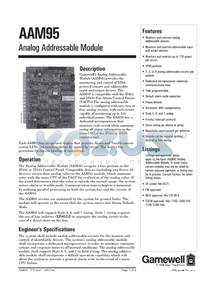 AAM95-1ND datasheet - Analog Addressable Module