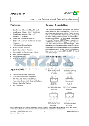 APL5308-17AC datasheet - Low IQ, Low Dropout 300mA Fixed Voltage Regulator