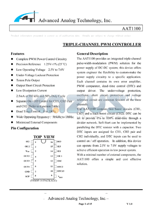 AAT1100 datasheet - TRIPLE-CHANNEL PWM CONTROLLER