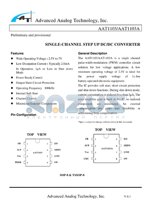 AAT1103 datasheet - SINGLE-CHANNEL STEP UP DC/DC CONVERTER