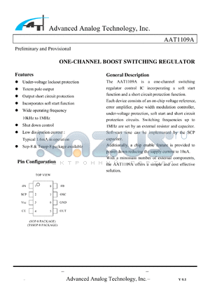 AAT1109A datasheet - ONE-CHANNEL BOOST SWITCHING REGULATOR
