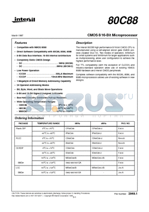 CD80C88 datasheet - CMOS 8/16-Bit Microprocessor