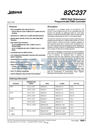 CD82C237-12 datasheet - CMOS High Performance Programmable DMA Controller