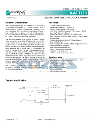 AAT1130IJQ-0.6 datasheet - 2.5MHz 500mA Step-Down DC/DC Converter