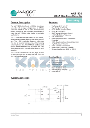 AAT1120 datasheet - 500mA Step-Down Converter