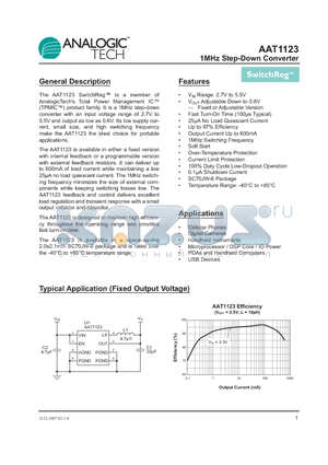 AAT1123_07 datasheet - 1MHz Step-Down Converter