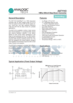 AAT1143IJS-1.2-T1 datasheet - 1MHz 400mA Step-Down Converter