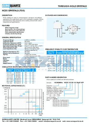 16.000HC3510201030-AT5 datasheet - THROUGH-HOLE CRYSTALS