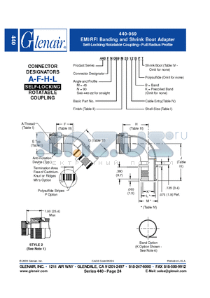 440LM069M18 datasheet - EMI/RFI Banding and Shrink Boot Adapter Self-Locking Rotatable Coupling - Full Radius Profile