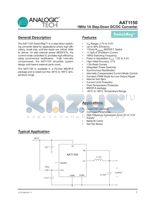AAT1150IKS-3.3-T1 datasheet - 1MHz 1A Step-Down DC/DC Converter