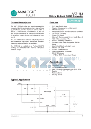 AAT1152IKS-1.8-T1 datasheet - 850kHz 1A Buck DC/DC Converter