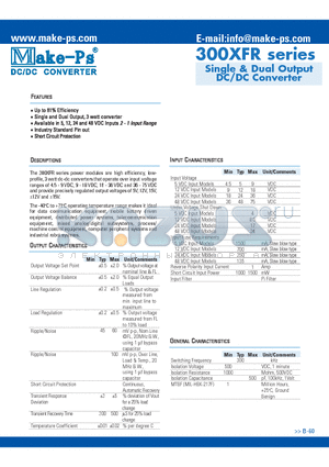 312D24XFR datasheet - Single & Dual Output DC/DC Converter