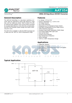 AAT1154IAS-2.5-T1 datasheet - 1MHz 3A Step-Down DC/DC Converter