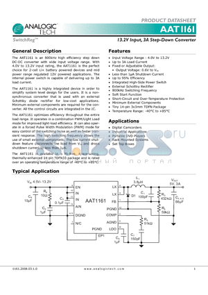 AAT1161 datasheet - 13.2V Input, 3A Step-Down Converter