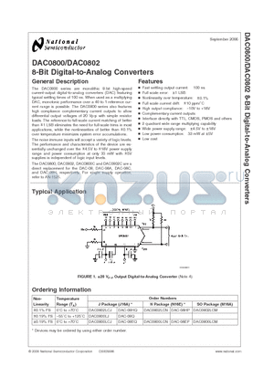 DAC-08HP datasheet - 8-Bit Digital-to-Analog Converters