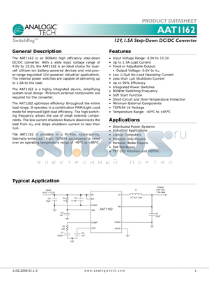 AAT1162IRN-0.6-T1 datasheet - 12V, 1.5A Step-Down DC/DC Converter