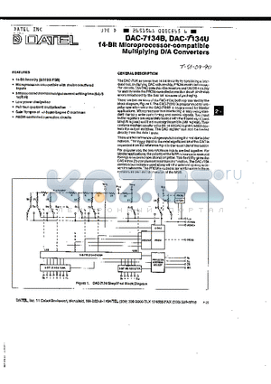 DAC-7134BUK datasheet - 14-BIT MICROPROCESSOR-COMPATIBLE MULTIPLYING D/A CONVERTERS