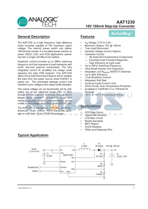 AAT1230 datasheet - 18V 100mA Step-Up Converter