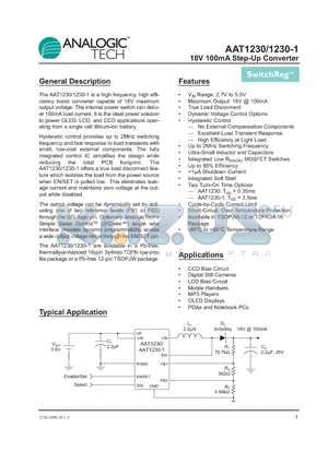 AAT1230ITP-1-T1 datasheet - 18V 100mA Step-Up Converter