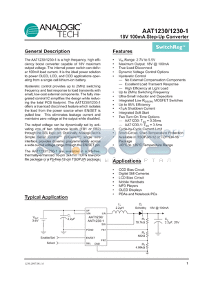 AAT1230ITP-1-T1 datasheet - 18V 100mA Step-Up Converter