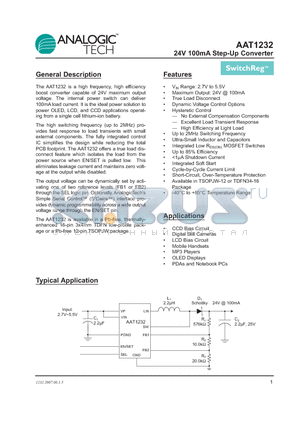 AAT1232ITP-T1 datasheet - 24V 100mA Step-Up Converter