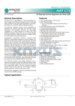 AAT1270_08 datasheet - 1A Step-Up Current Regulator for Flash LEDs