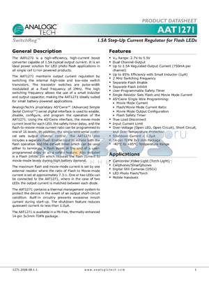 AAT1271 datasheet - 1.5A Step-Up Current Regulator for Flash LEDs