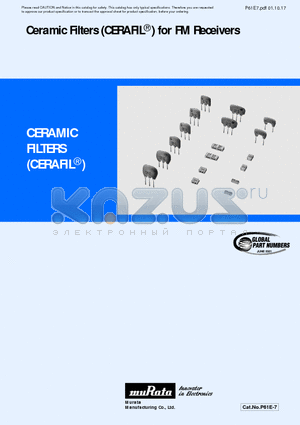 CDALA10M7CA001 datasheet - Ceramic Filters (CERAFIL) for FM Receivers
