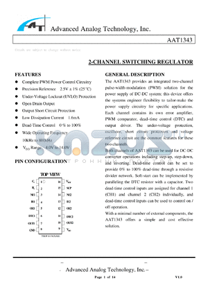 AAT1343-T1-T datasheet - 2-CHANNEL SWITCHING REGULATOR