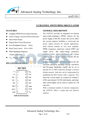 AAT1351-S1 datasheet - 2-CHANNEL SWITCHING REGULATOR