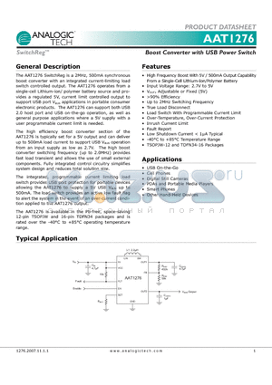 AAT1276IRN-5.0-T1 datasheet - Boost Converter with USB Power Switch