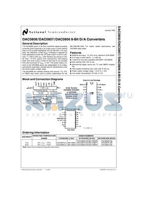 DAC0807LCN datasheet - 8-Bit D/A Converters