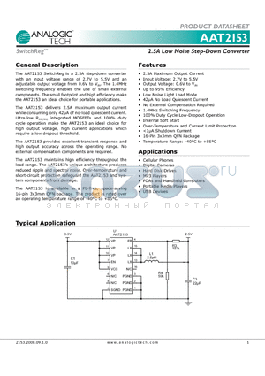 AAT2153 datasheet - 2.5A Low Noise Step-Down Converter