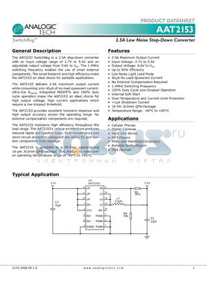 AAT2153IVN-0.6-T1 datasheet - 2.5A Low Noise Step-Down Converter