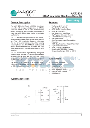 AAT2120IES-0.6-T1 datasheet - 500mA Low Noise Step-Down Converter