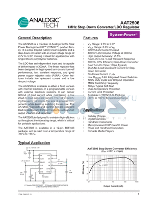 AAT2506 datasheet - 1MHz Step-Down Converter/LDO Regulator