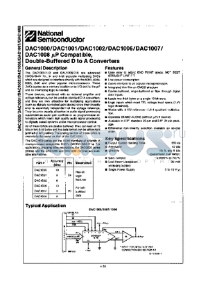 DAC1001LCN datasheet - DOUBLE-BUFFERED D TO A CONVERTERS