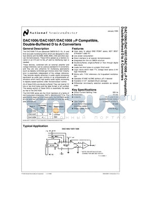 DAC1006LCN datasheet - uP Compatible, Double-Buffered D to A Converters