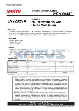 ENA0973A datasheet - Bi-CMOS IC FM Transmitter IC with Stereo Modulation