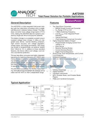 AAT2550 datasheet - Total Power Solution for Portable Applications